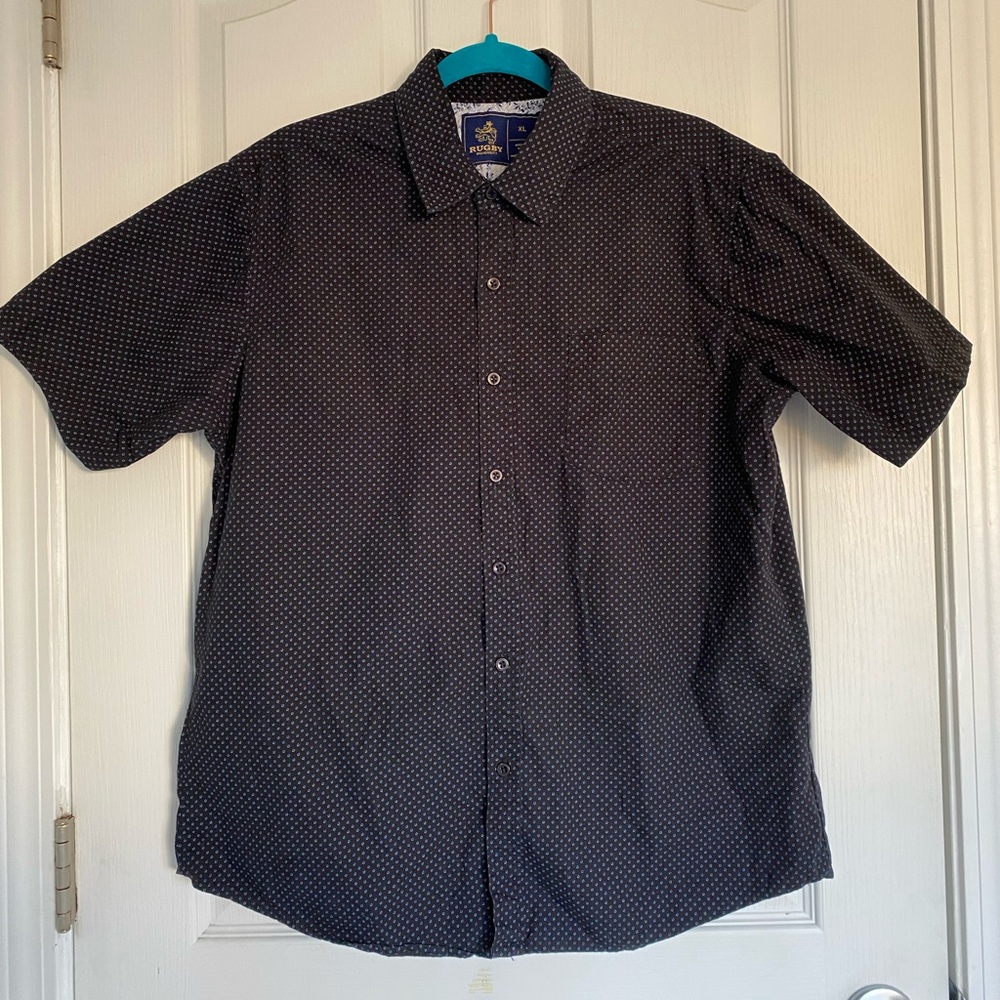 RUGBY UNIVERSITY 100% Cotton Men's Floral Ditzy Print Button Up Short Sleeve XL